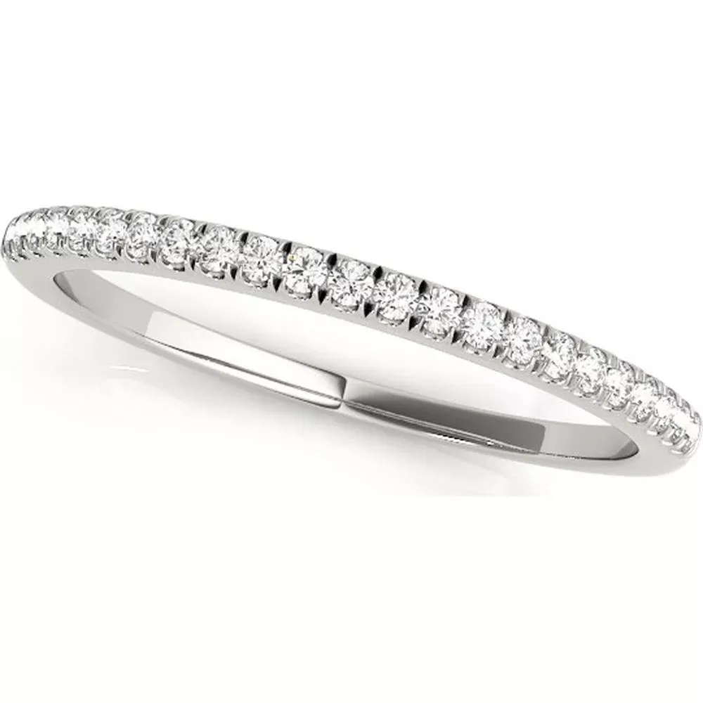 14K White Gold Lab Diamond Wedding Band - 0.125 Carat Total Weight - Prong Set - Size 7 by Robinson's Jewelers