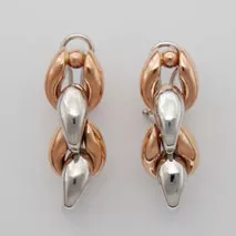 14K White Gold/ Rose Gold Rosebud Stampato Earrings