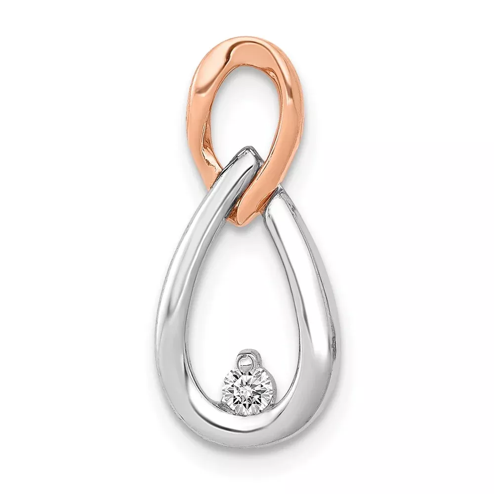 14k White and Rose Gold 1/20ct. Real Diamond Teardrop Infinity Chain Slide
