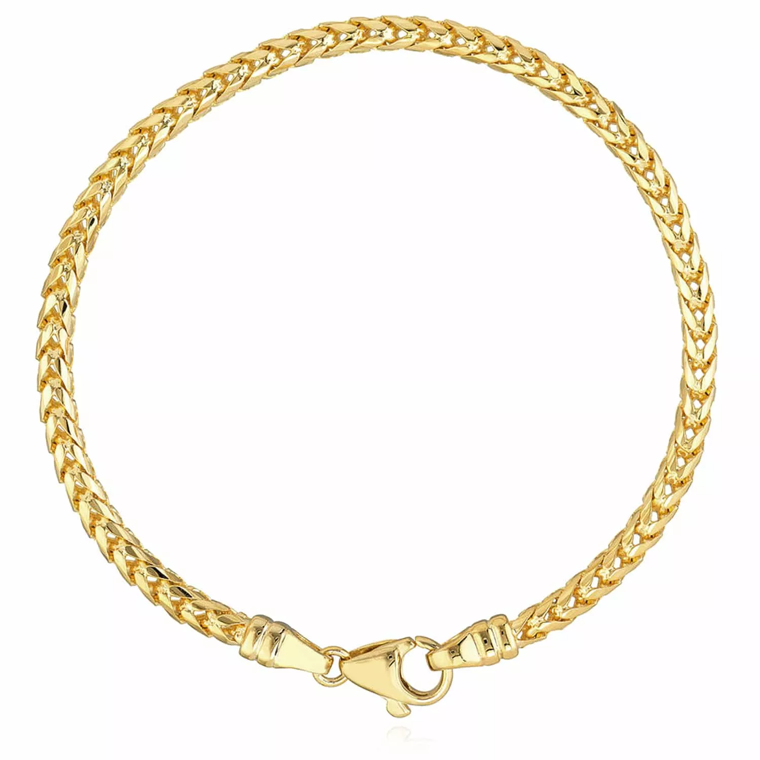 14K Yellow Gold 3.7mm Franco Bracelet (Solid Links) 8.5"