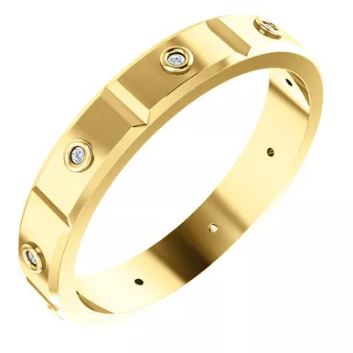 14k Yellow Gold 4.0mm 9 Stone Diamond band