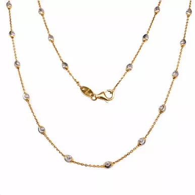 14K Yellow Gold by the Yard Bead Station Necklace 26"