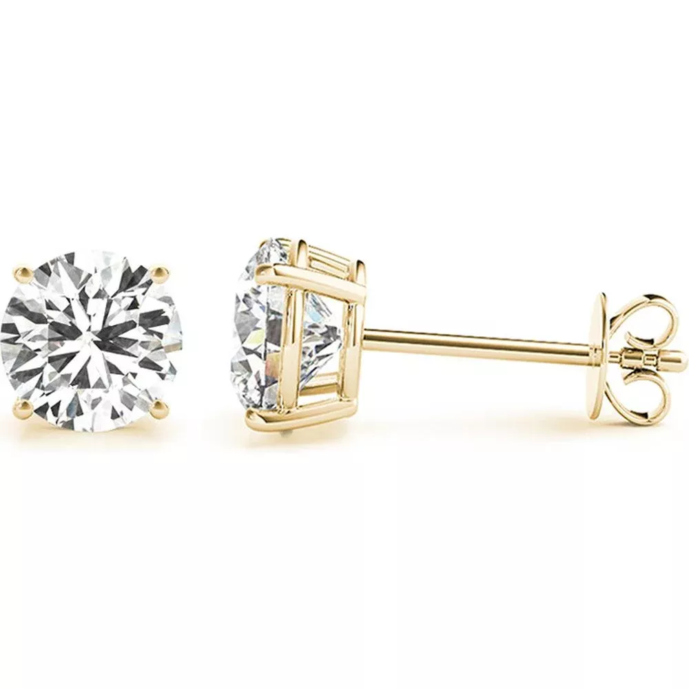 14K Yellow Gold Celestial Diamond Stud Earrings - 4 Carat Total Weight by Robinson's Jewelers