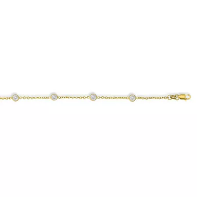 14k Yellow Gold Cz by The Yard Bezel-Set Bracelet 7"