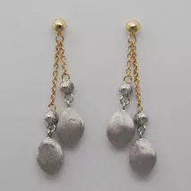14K Yellow Gold Diamond Cut Cable, White Gold Nugget Earrings