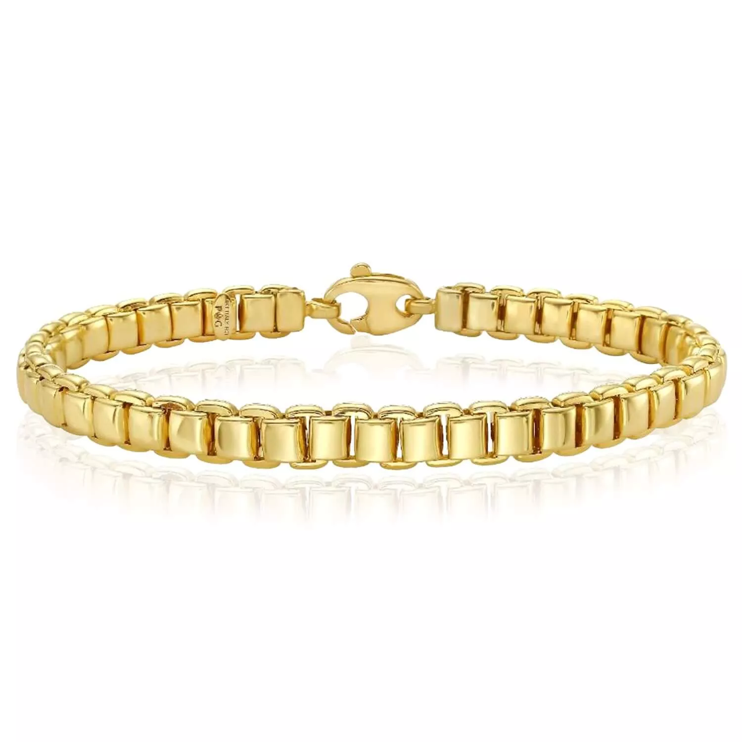 14K Yellow Gold Lite 6mm Venetian Bracelet (Solid Links) 7.25"