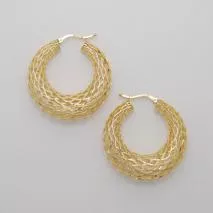 14K Yellow Gold Medium Graduated Weave Hoop Earrings