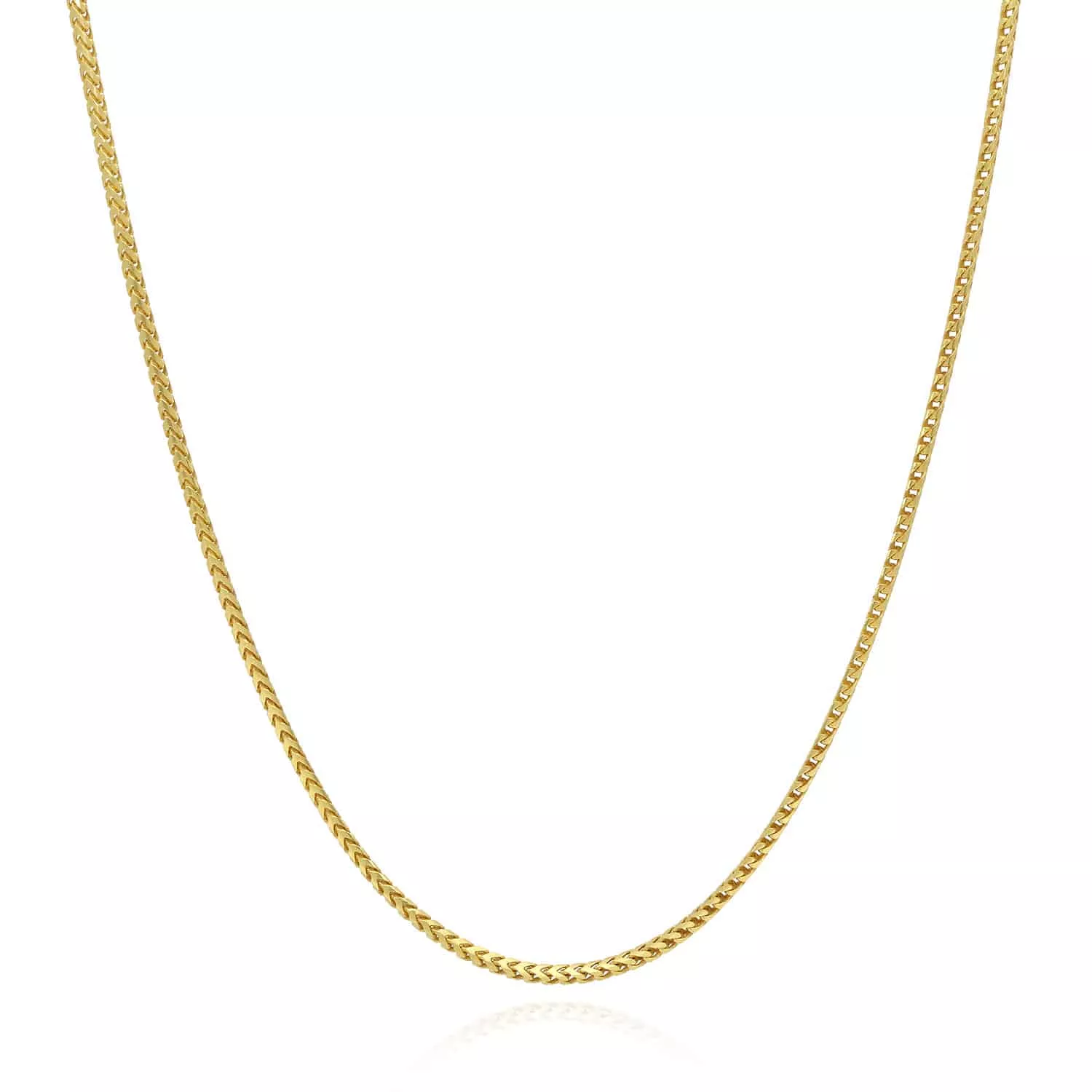 14K Yellow Gold Over Silver 1.5mm Franco Chain (Solid Links) 16"-30"