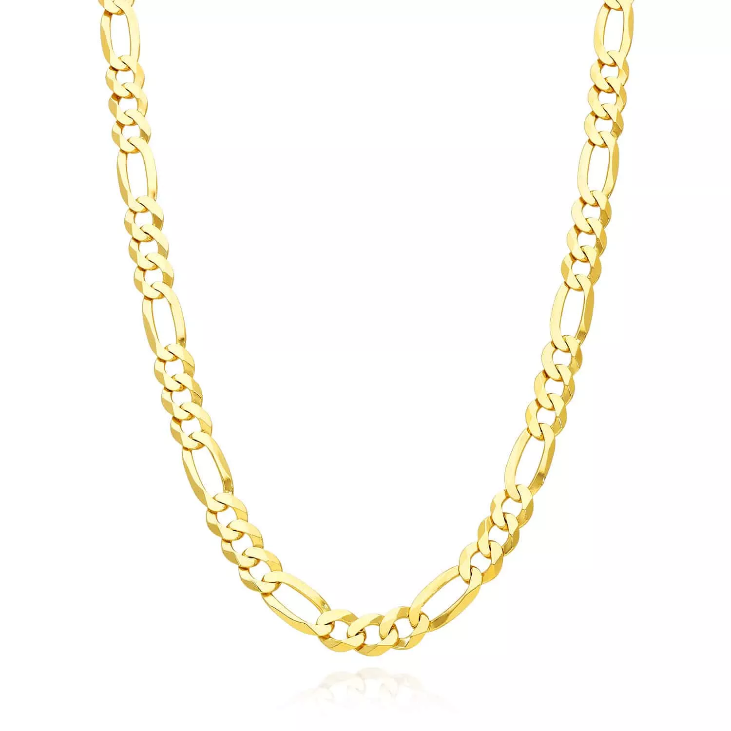 14K Yellow Gold Over Silver 7mm Figaro Chain (Solid Links) 18"-24"