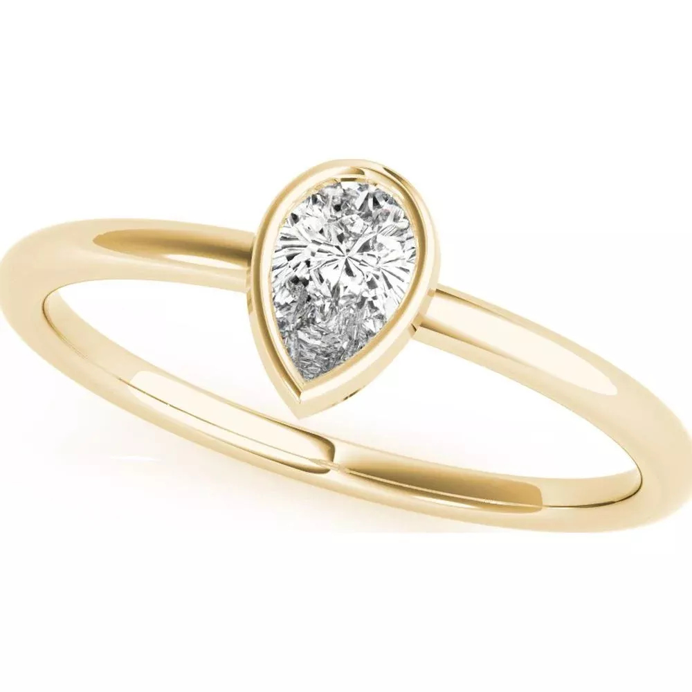 14K Yellow Gold Pear Solitaire Lab Diamond Stackable Ring - 0.33 Carat Total Weight - Size 7 by Robinson's Jewelers
