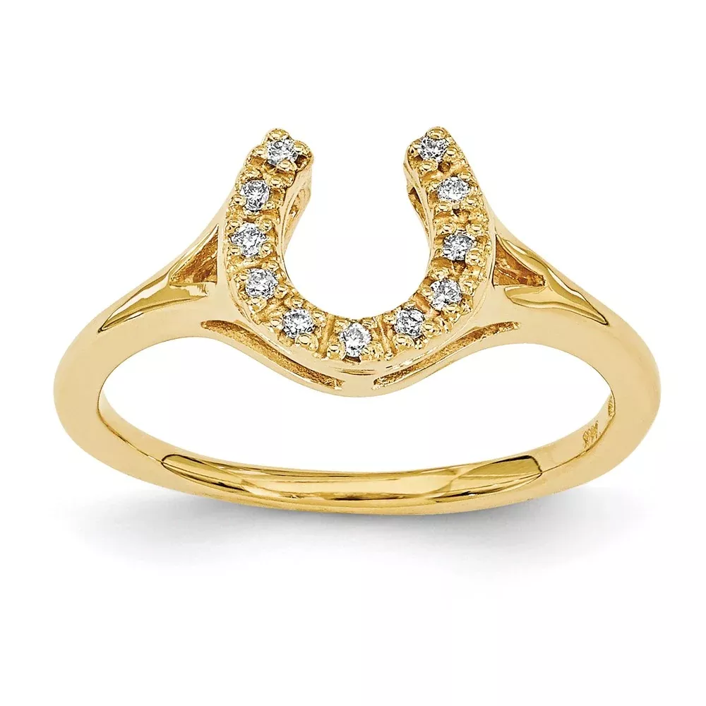 14K Yellow Gold VS Real Diamond horseshoe ring