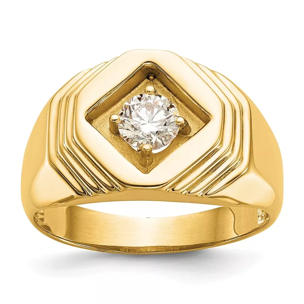 14K Yellow Gold VS Real Diamond Men's Ring