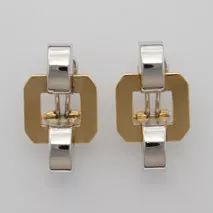 14K Yellow Gold/ White Gold Square Stampato Earrings