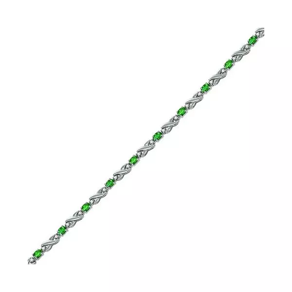 14Kt White Gold Diamond 1/2Ctw & Emerald 2 1/2Ctw Bracelet