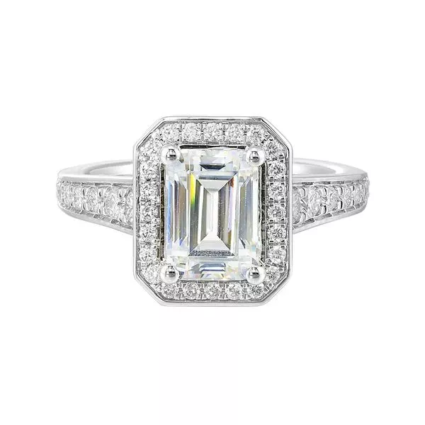 14Kt White Semi Mount 1/2Ctw For 2Ctw Emerald Cut Center
