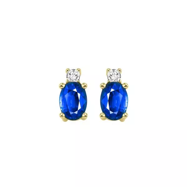 14Kt Yellow Gold Diamond 1/15Ctw & Sapphire 1/2Ctw Earring