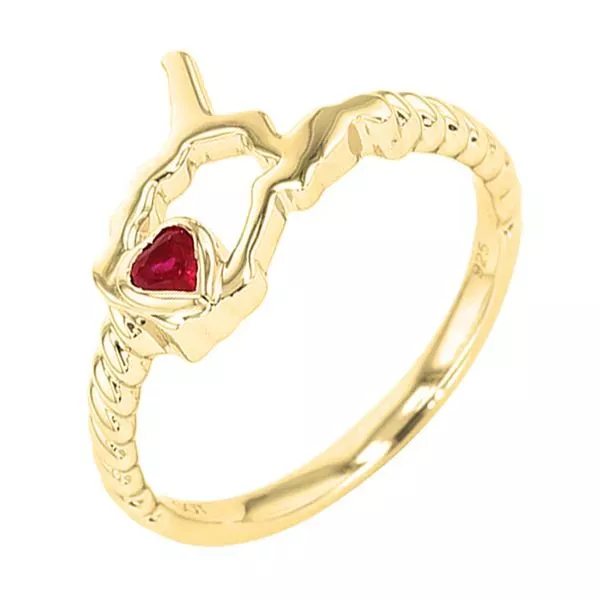 14Kt Yellow Gold Ruby 1/10Ctw Ring