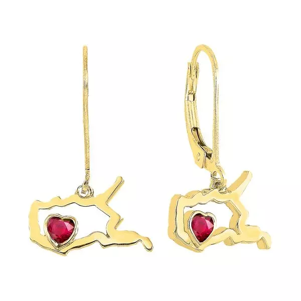 14Kt Yellow Gold Ruby 1/5Ctw Earring