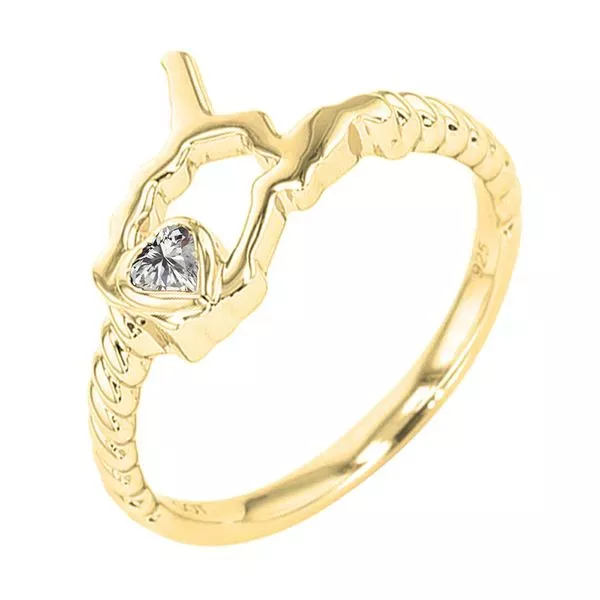 14Kt Yellow Gold White Sapphire 1/10Ctw Ring