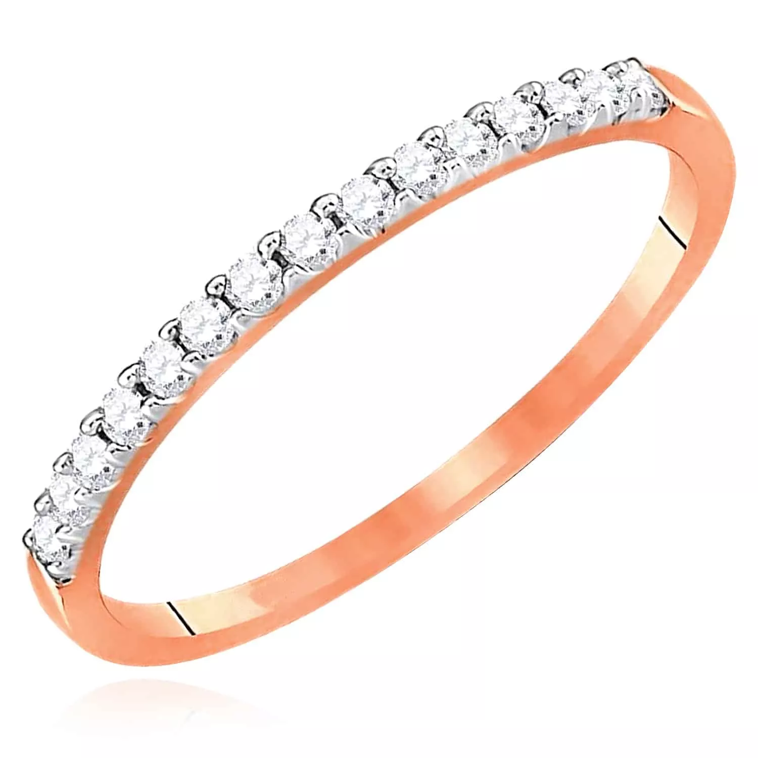 .15CTW Natural Diamond 14K Rose Gold Single Row Wedding Band