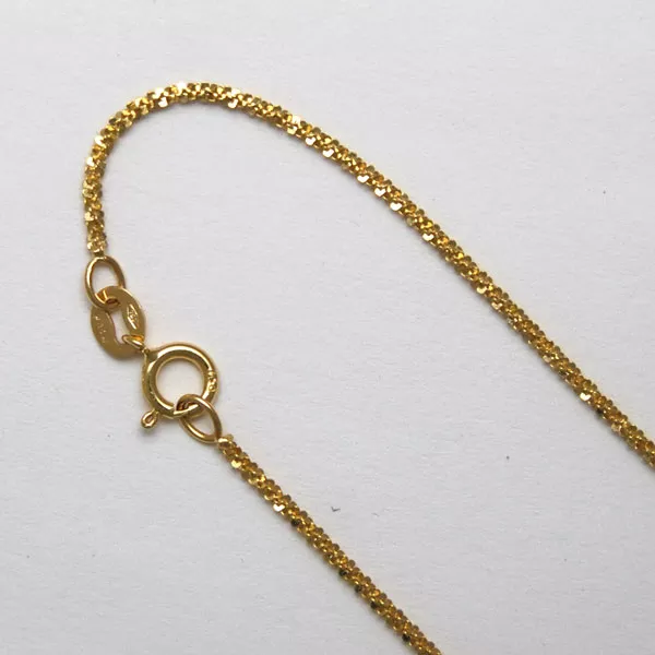 16-Inch 18K Yellow Gold Glitter 1.1mm Chain