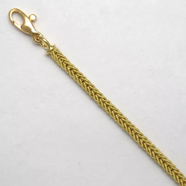 16-Inch 18K Yellow Gold Textured Foxtail Chain 2.5mm
