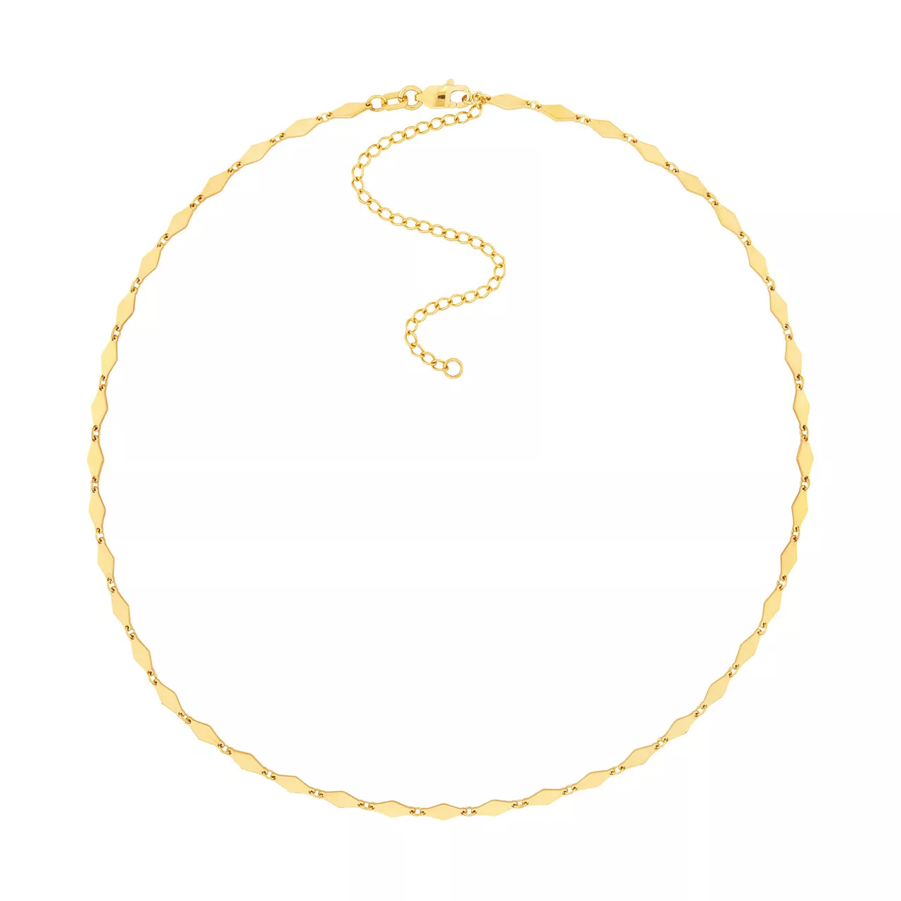 16-Inch Mirror Diamond Shape Link Choker Necklace with Lobster