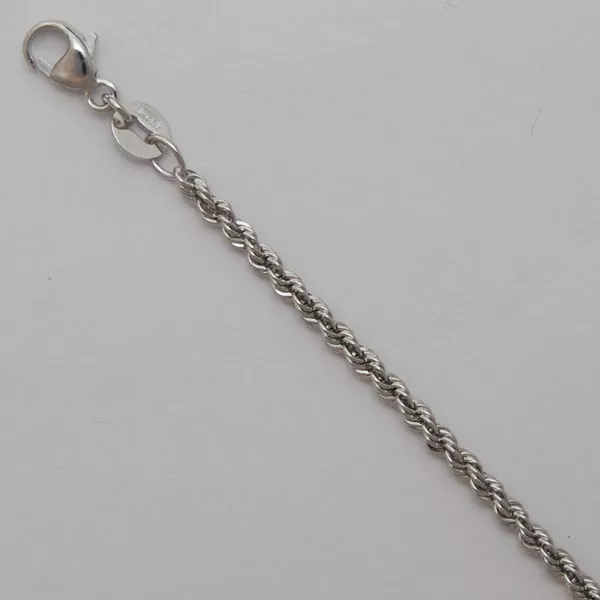 16-Inch Platinum/ 950 Laser Rope 2.0mm Chain
