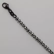 16-Inch Sterling Silver 3.0mm Moon Bead Chain, Black Rhodium