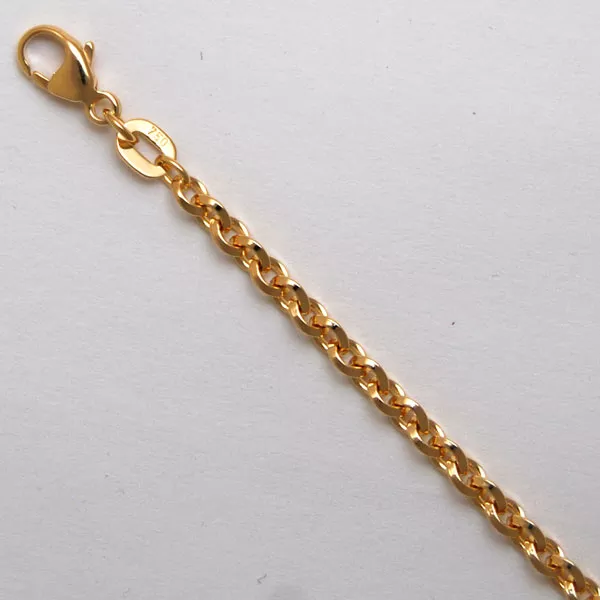 18-Inch 18K Yellow Gold Oval Diamond Cut Cable Chain 3.0mm