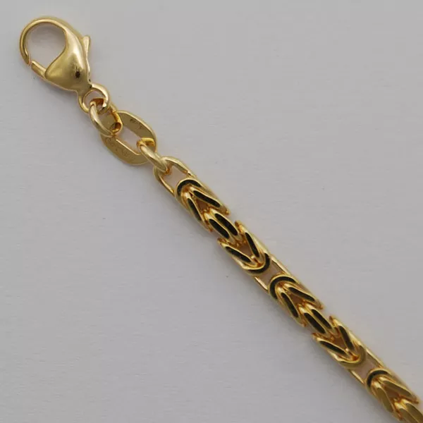 18-Inch 18K Yellow Gold Square Byzantine 2.3mm Chain