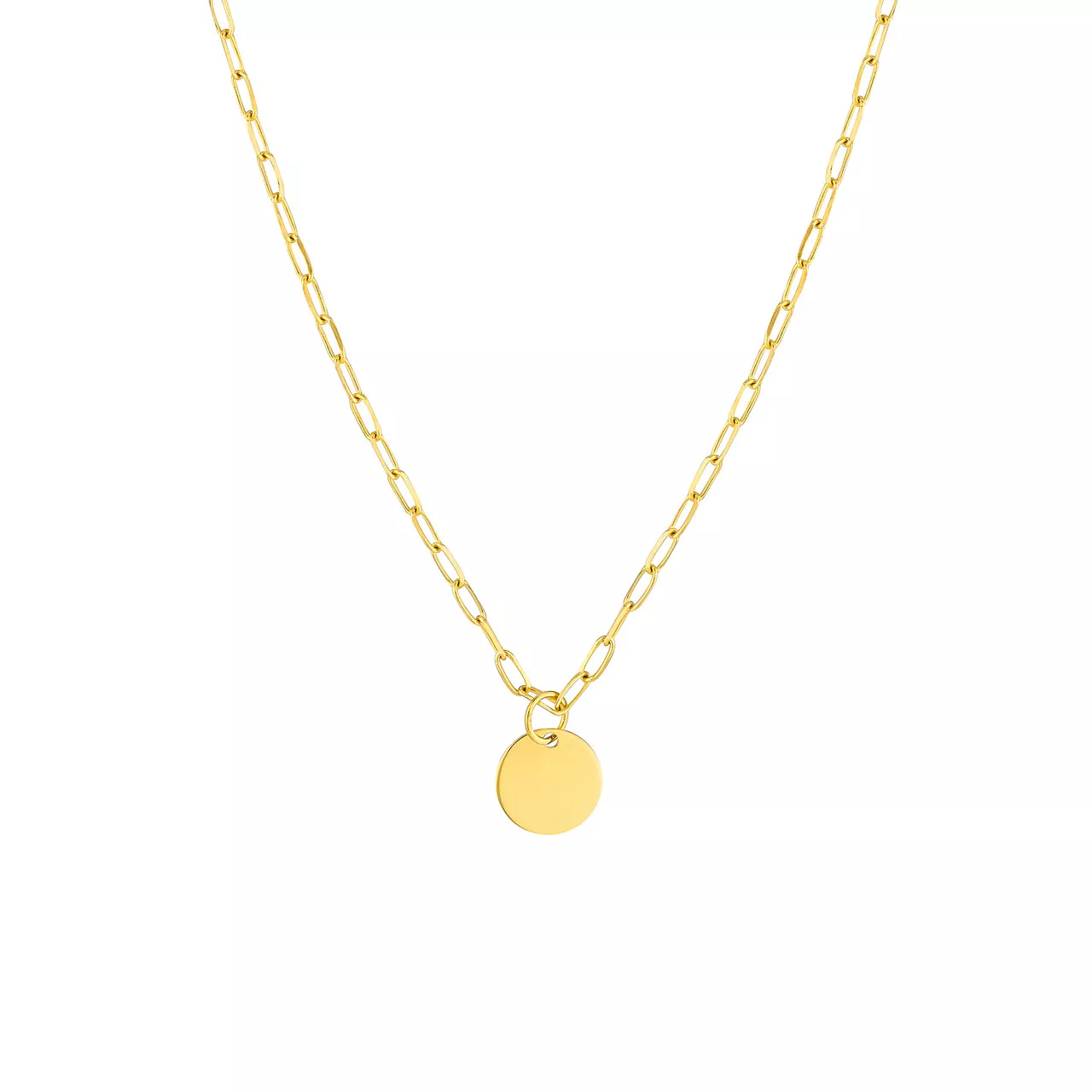 18-Inch Dangle Disk Paper Clip Necklace