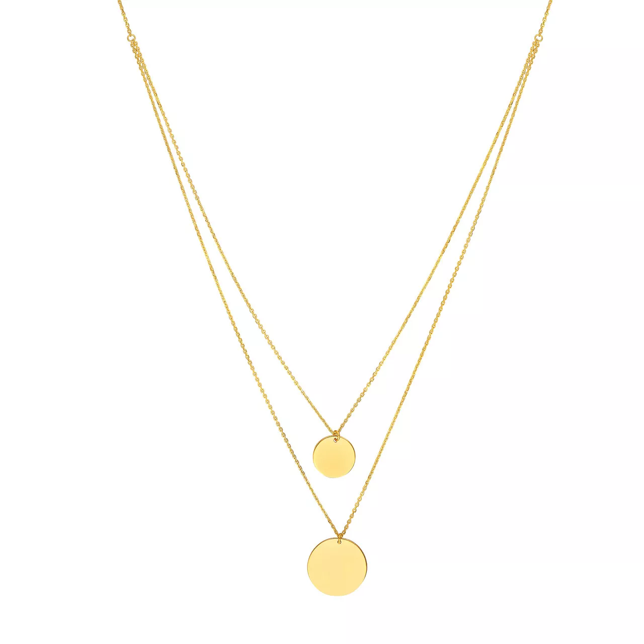 18-Inch Double Stranded Disc Drop Duo Necklace