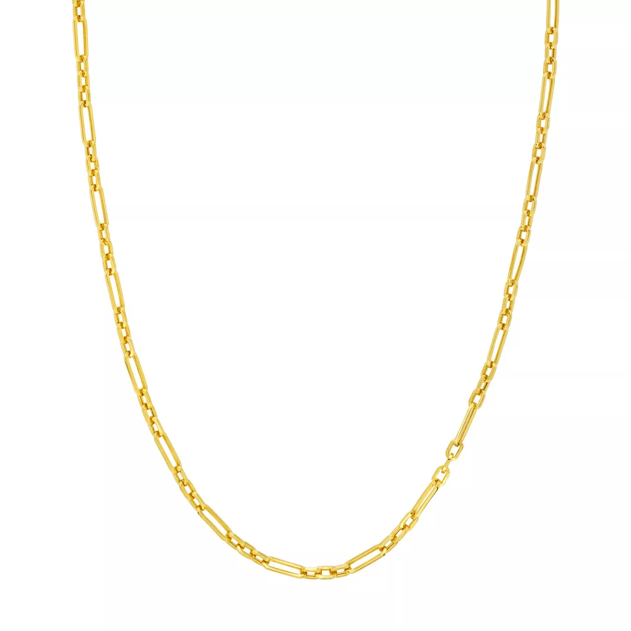 18-Inch Hollow 3+1 Paper Clip Chain with Lobster Lock
