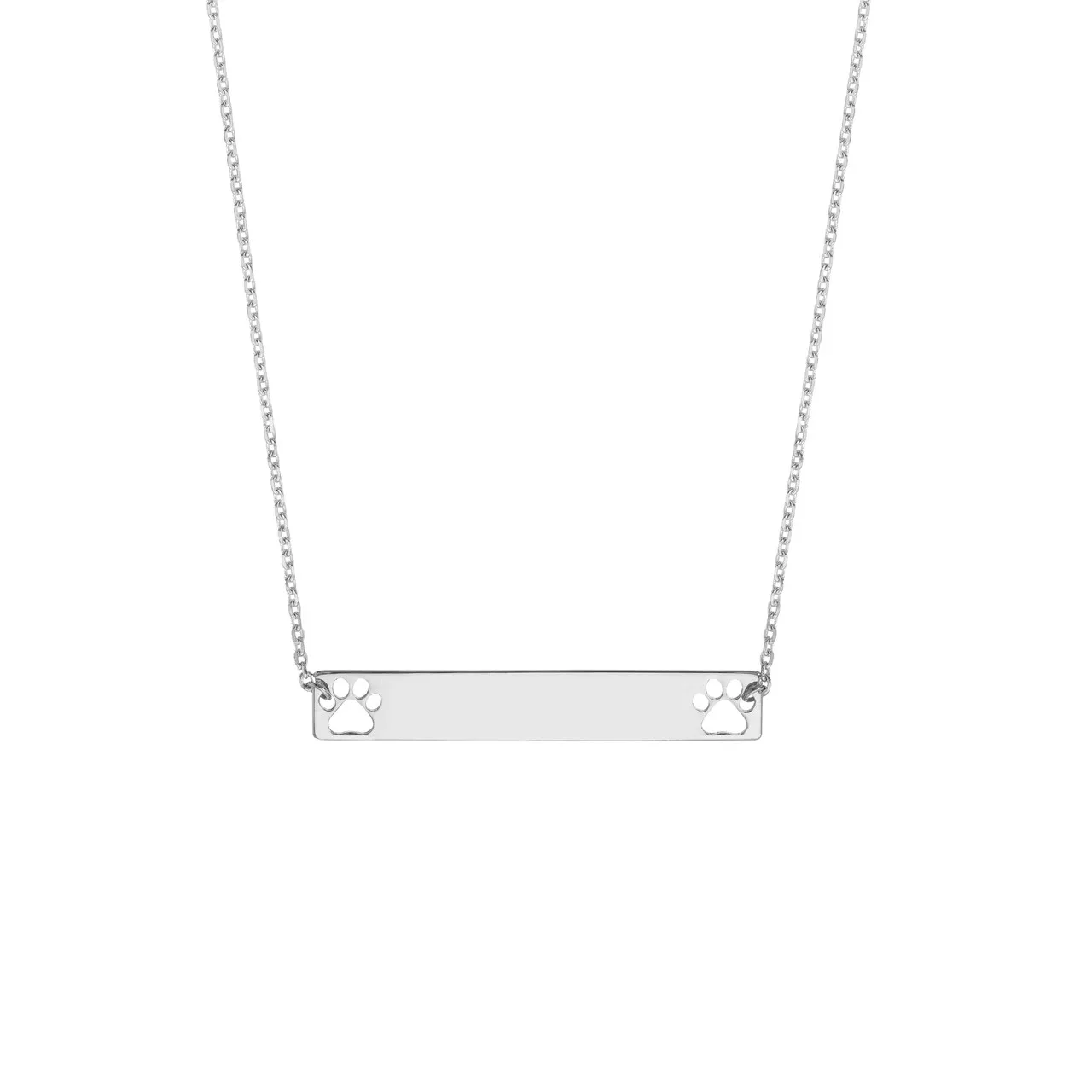 18-Inch Mini Bar Necklace with Paw Cutouts