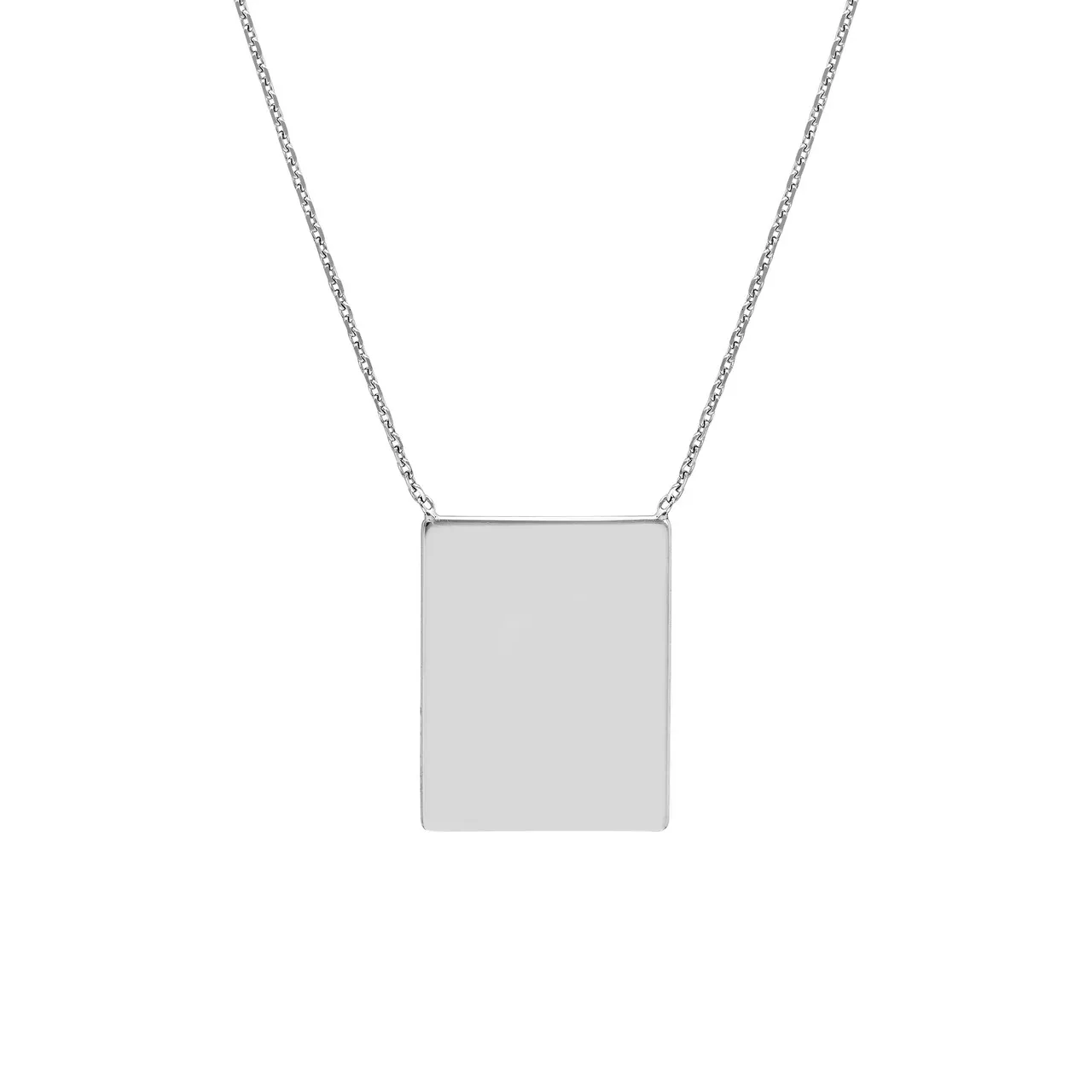 18-Inch Plated Sterling Silver Engravable Rectangle Necklace