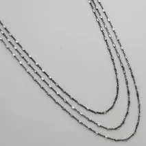18-Inch Sterling Silver and Black Rhodium 3 Strand Graduated Necklace