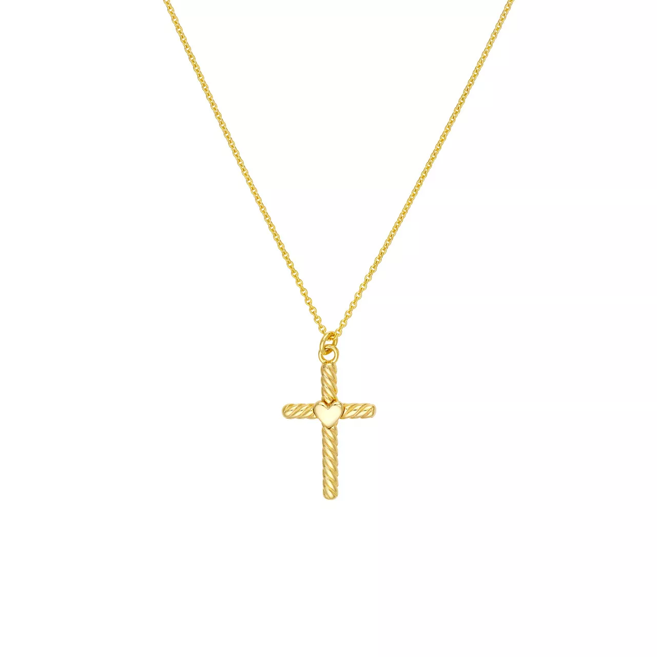 18-Inch Twist Cross Heart Center Necklace