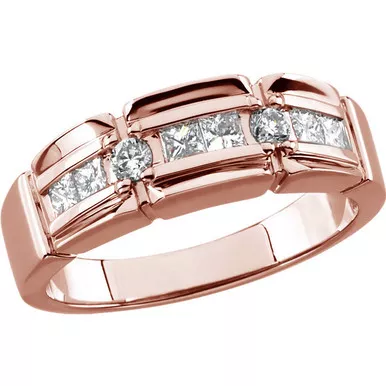 18k Rose Gold MensDiamond Ring .75 CTW
