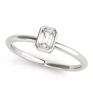 18k White Gold 1/4 Ctw Emerald Cut Diamond Solitaire Ring