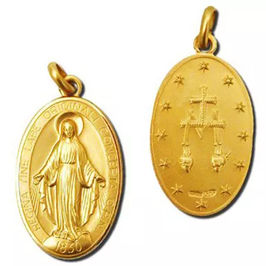 18kt Yellow Gold 16mm x 11mm Oval Miraculous Medal