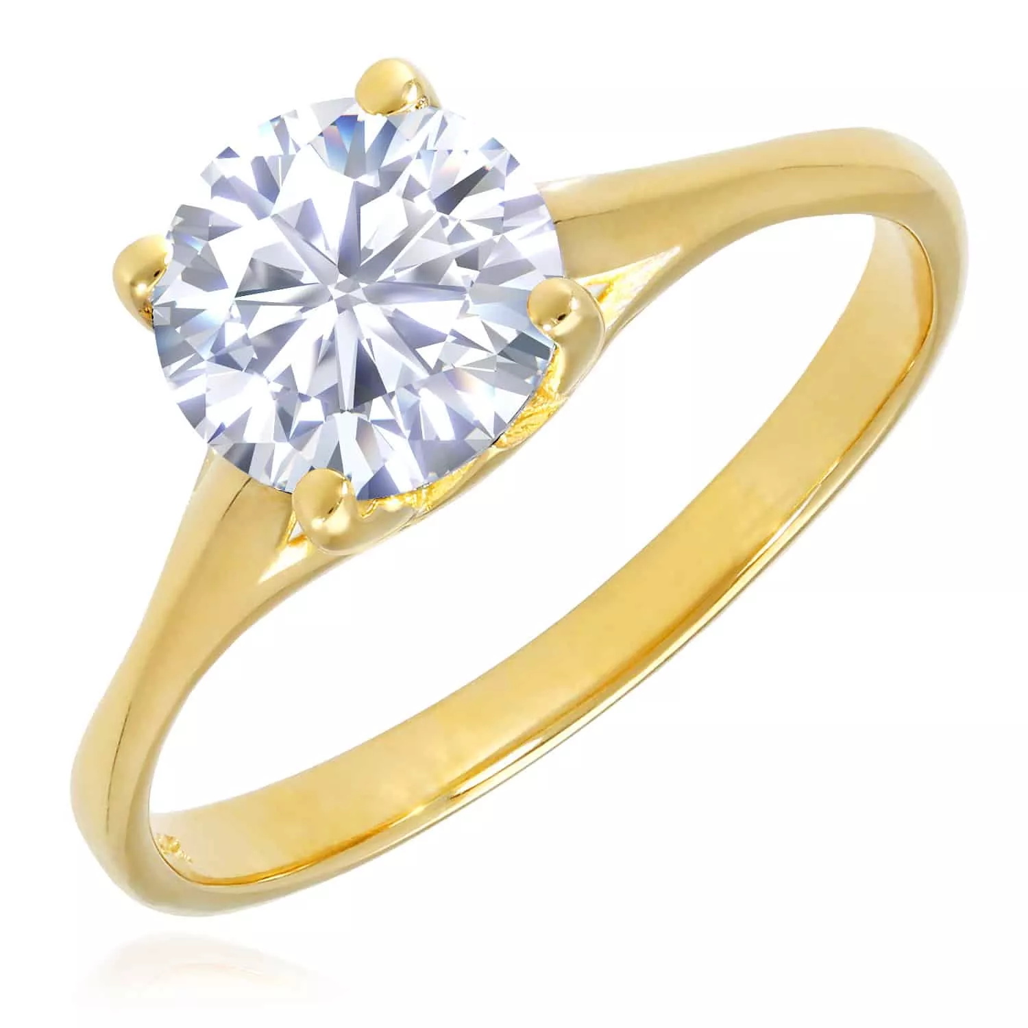 1CT Real Moissanite Solitaire 14K Yellow Gold Engagement Ring