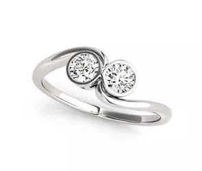 2 Stone Diamond Bezel Set Ring 1 /2 Carat Total Weight