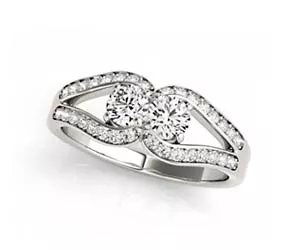 2 Stone Diamond Meetings Ring 3 /4 Carat Total Weight