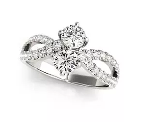 2 Stone Split Diamond Ring 0.86 Carat Total Weight