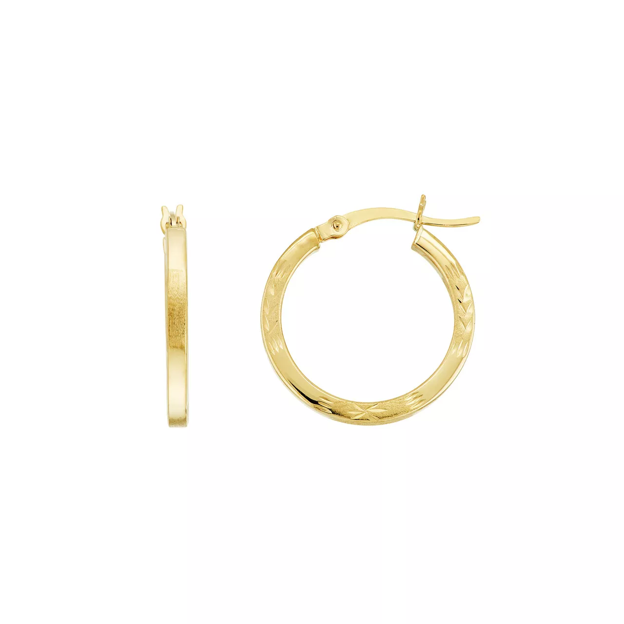 2 X 20mm Square Diamond Cut Florentine Hoop Earrings