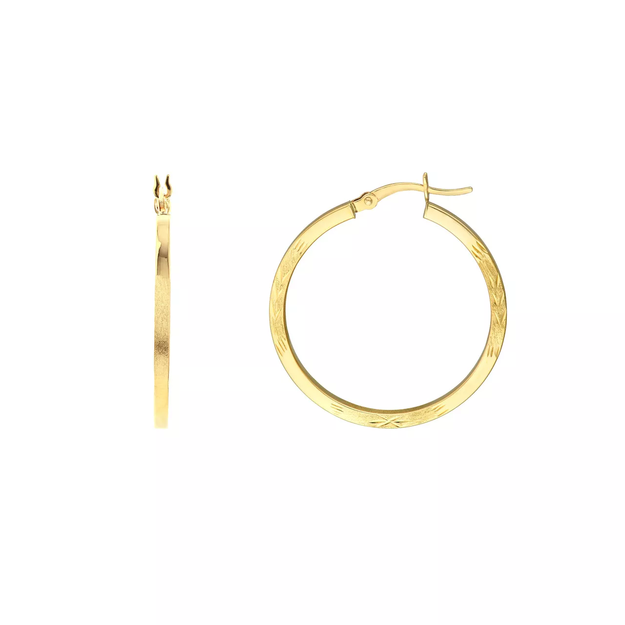 2 X 30mm Square DC Florentine Hoop Earrings