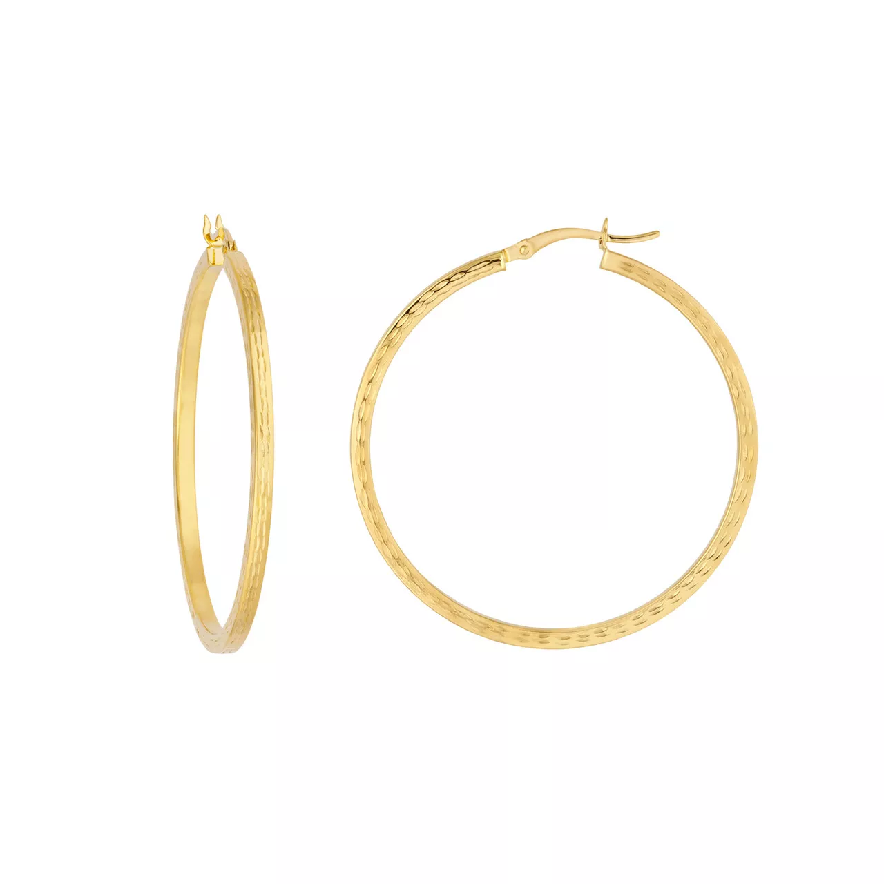 2 X 40mm Square Full Diamond Cut Hoop Earrings