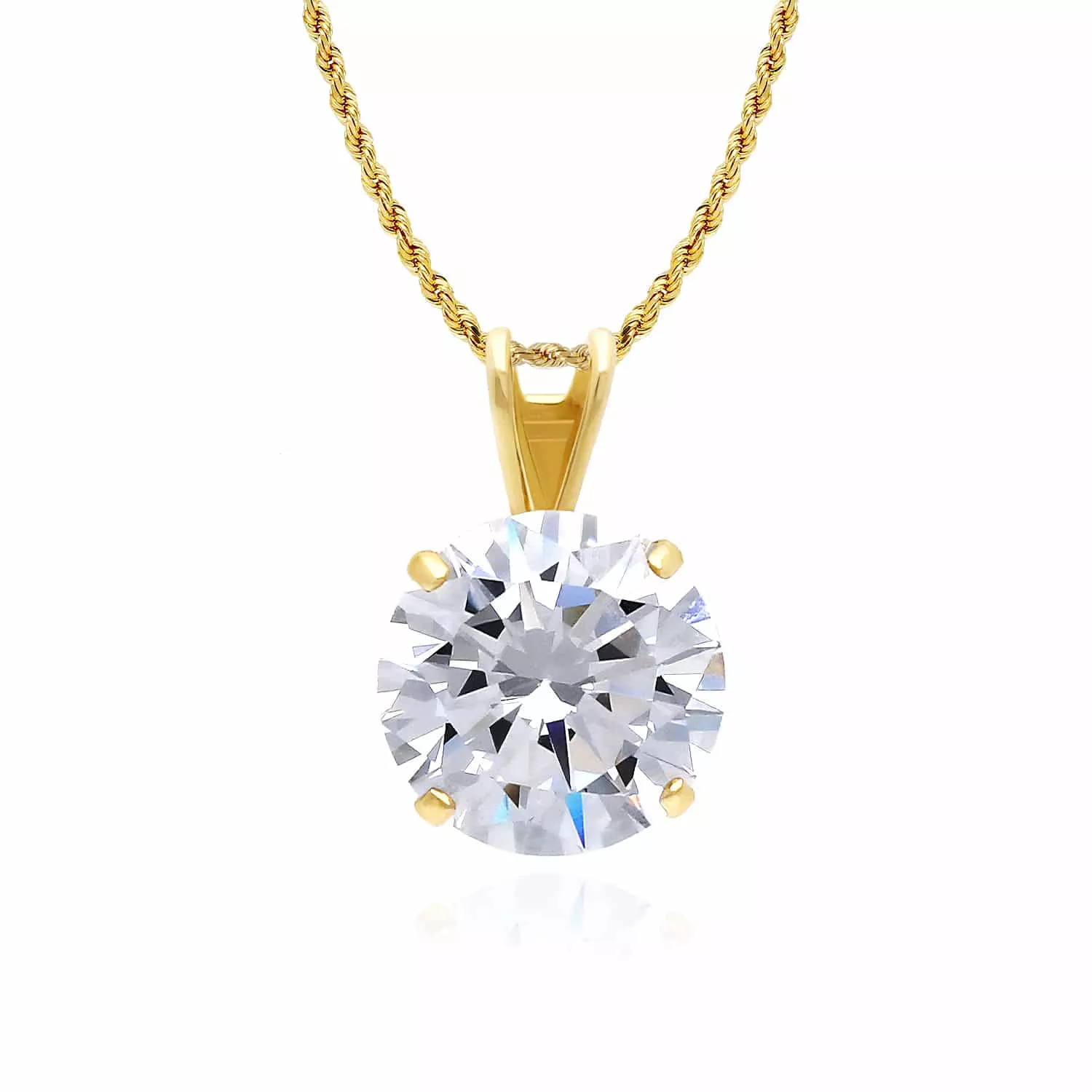 .25CT-4CT CZ 14K Gold Round Solitaire Pendant