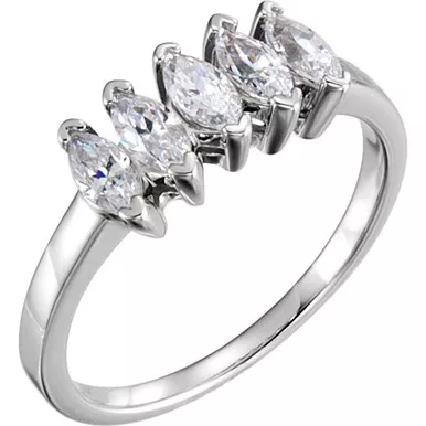 3/4ct. Marquise 5 StoneDiamondAnniversary band14k White Gold